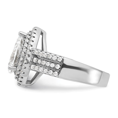 Sterlingsilber Cheryl M Rhodiniert Brillant-cut Tropfen Zirkonia Doppelt Heiligenschein Ring