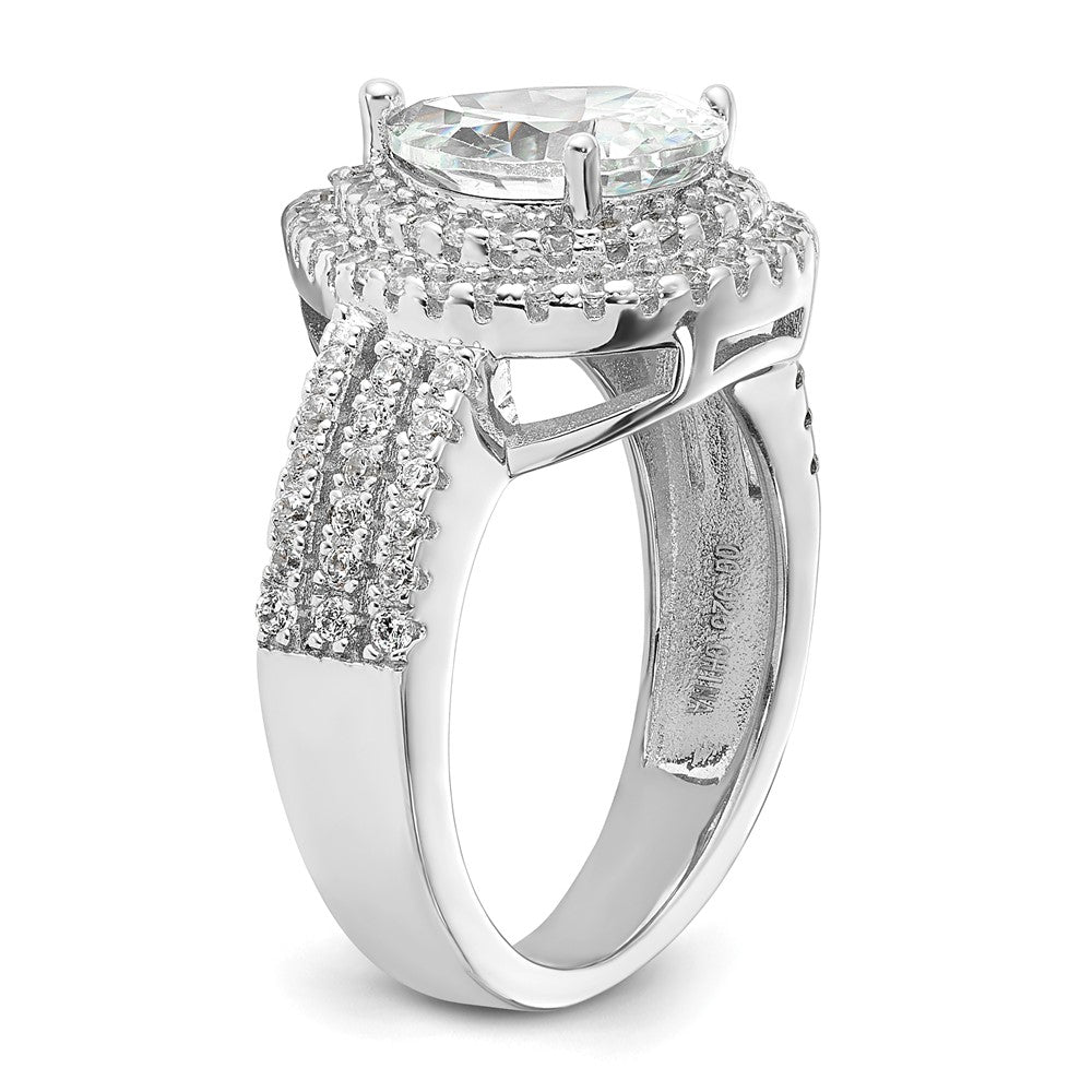 Sterlingsilber Cheryl M Rhodiniert Brillant-cut Tropfen Zirkonia Doppelt Heiligenschein Ring