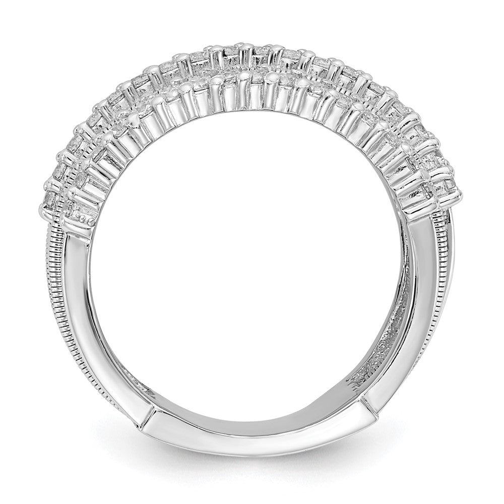 Sterlingsilber Cheryl M Rhodiniert Brillant-cut Zirkonia Strukturiert und Geschichtet Ring