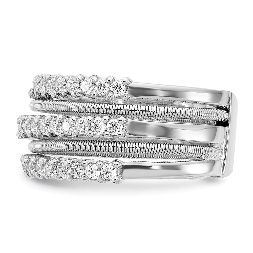Sterlingsilber Cheryl M Rhodiniert Brillant-cut Zirkonia Strukturiert und Geschichtet Ring
