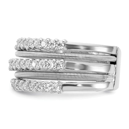 Sterlingsilber Cheryl M Rhodiniert Brillant-cut Zirkonia Strukturiert und Geschichtet Ring