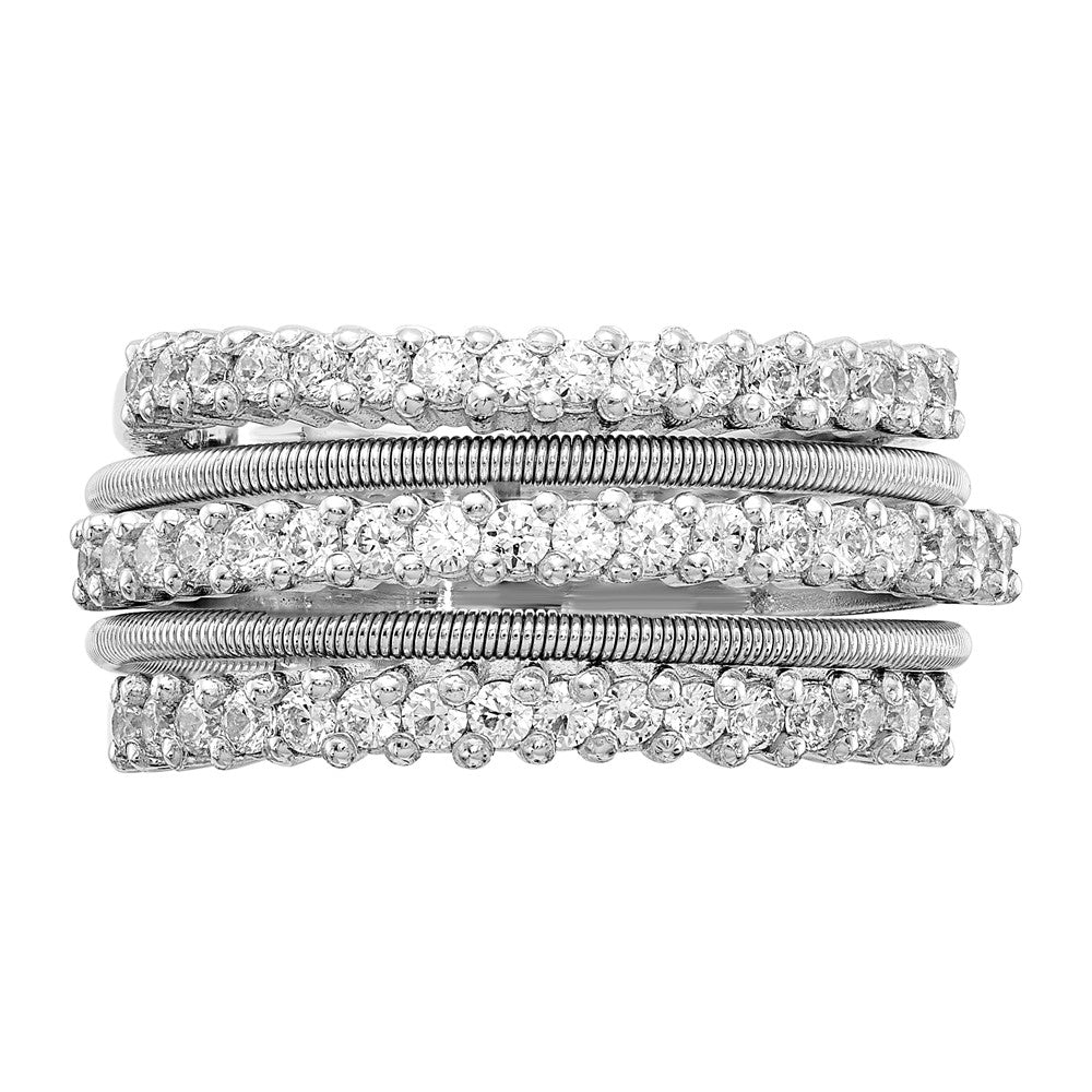 Sterlingsilber Cheryl M Rhodiniert Brillant-cut Zirkonia Strukturiert und Geschichtet Ring