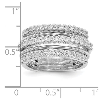 Sterlingsilber Cheryl M Rhodiniert Brillant-cut Zirkonia Strukturiert und Geschichtet Ring