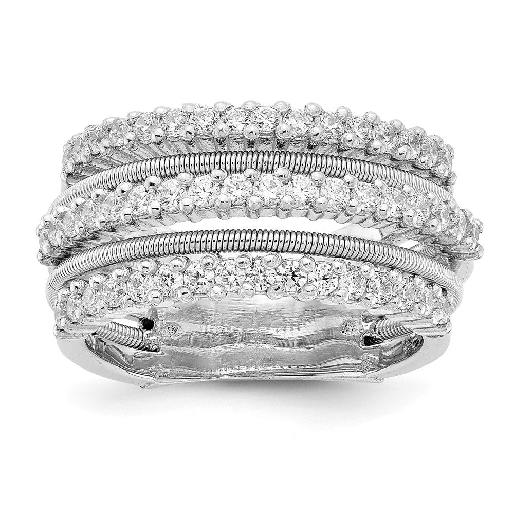 Sterlingsilber Cheryl M Rhodiniert Brillant-cut Zirkonia Strukturiert und Geschichtet Ring