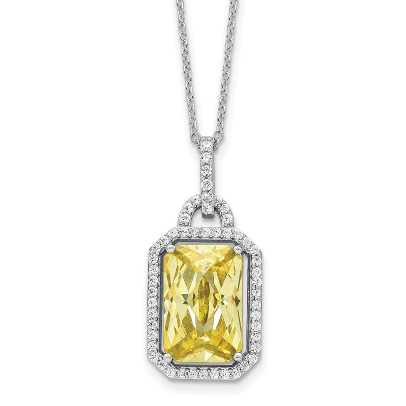 Sterlingsilber Cheryl M Rhodiniert Fantasie Gelb & Weiß Zirkonia Halskette