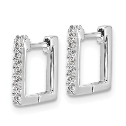 Sterlingsilber Cheryl M Rhodiniert Zirkonia Quadratisch Klappbar Stecker Creolen