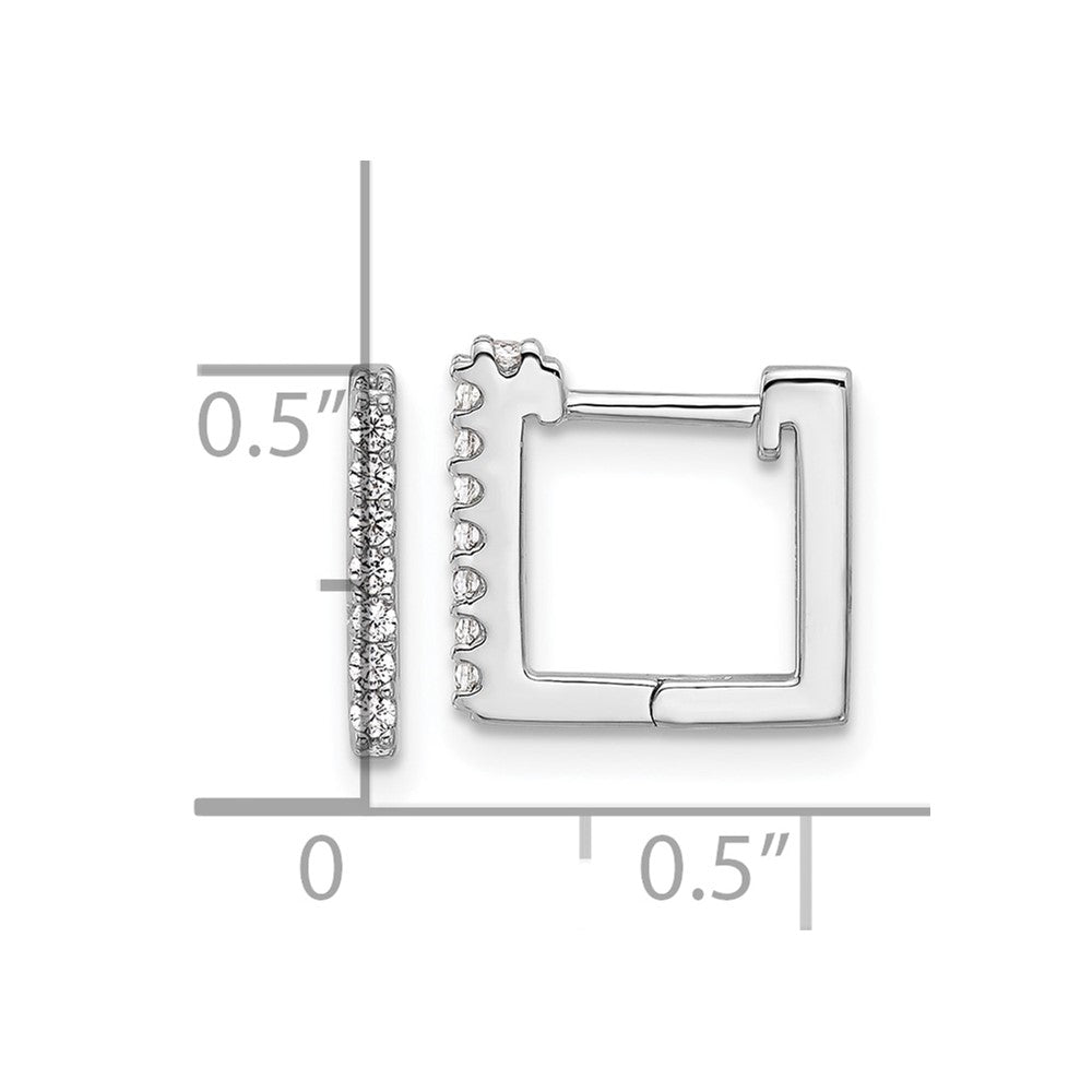 Sterlingsilber Cheryl M Rhodiniert Zirkonia Quadratisch Klappbar Stecker Creolen