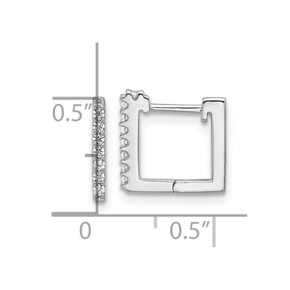Sterlingsilber Cheryl M Rhodiniert Zirkonia Quadratisch Klappbar Stecker Creolen