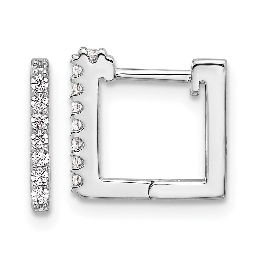 Sterlingsilber Cheryl M Rhodiniert Zirkonia Quadratisch Klappbar Stecker Creolen