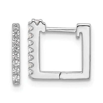 Sterlingsilber Cheryl M Rhodiniert Zirkonia Quadratisch Klappbar Stecker Creolen