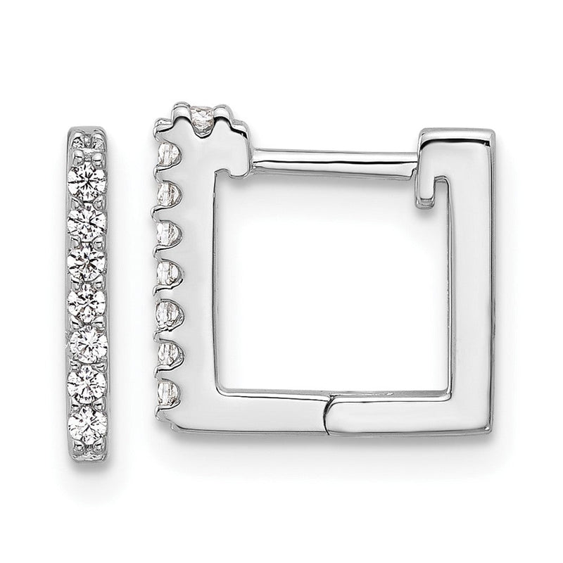 Sterlingsilber Cheryl M Rhodiniert Zirkonia Quadratisch Klappbar Stecker Creolen