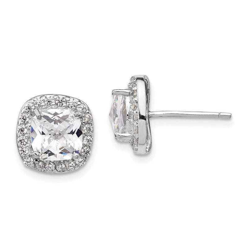 Sterlingsilber Cheryl M Rhodiniert Rose-cut und Brillant-cut Zirkonia Quadratisch Heiligenschein Ohrstecker