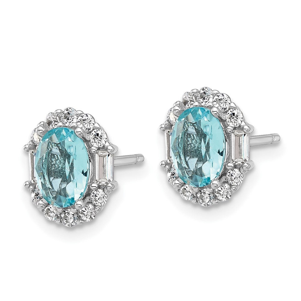 Sterlingsilber Cheryl M Rhodiniert Blau & Klar Oval Zirkonia Ohrstecker
