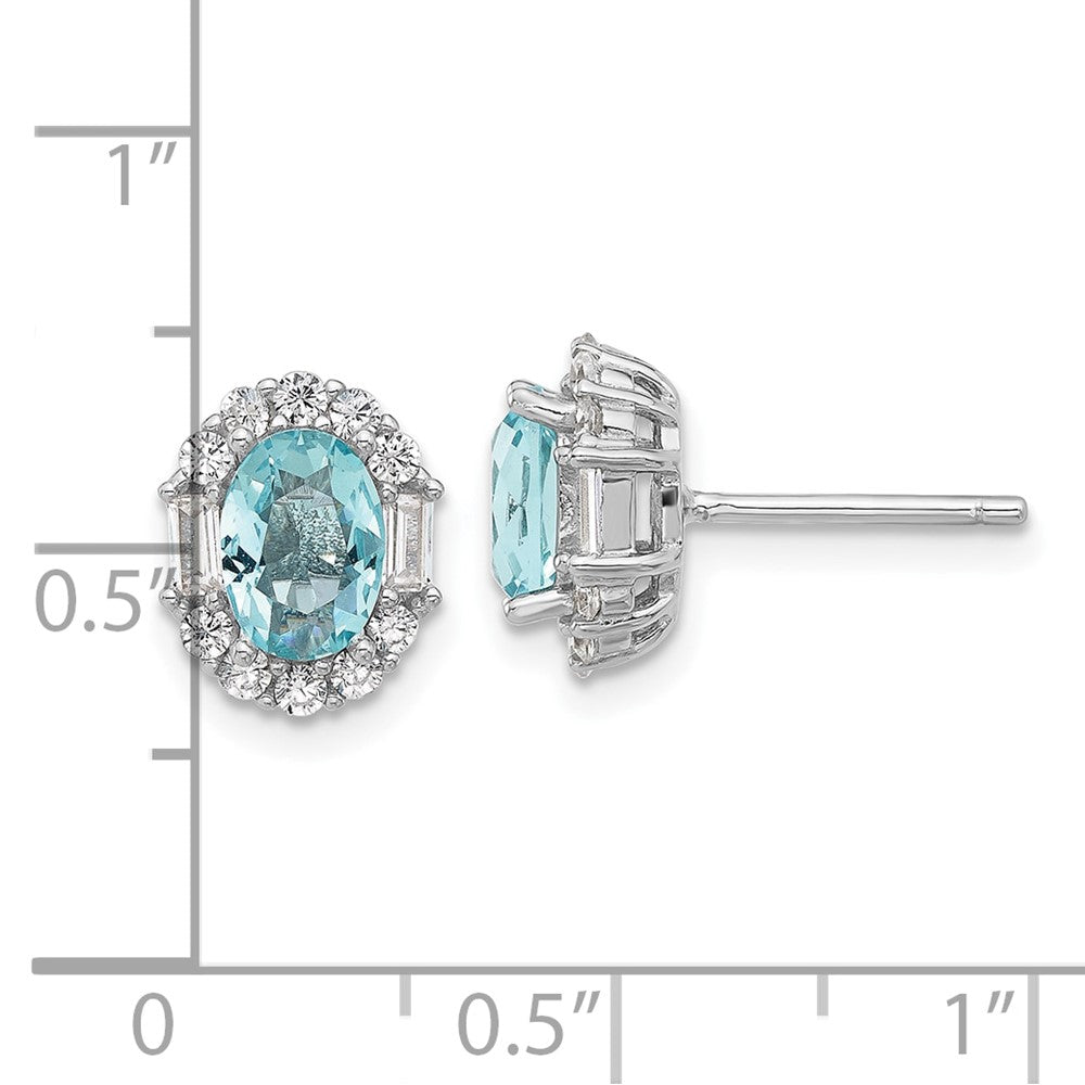 Sterlingsilber Cheryl M Rhodiniert Blau & Klar Oval Zirkonia Ohrstecker