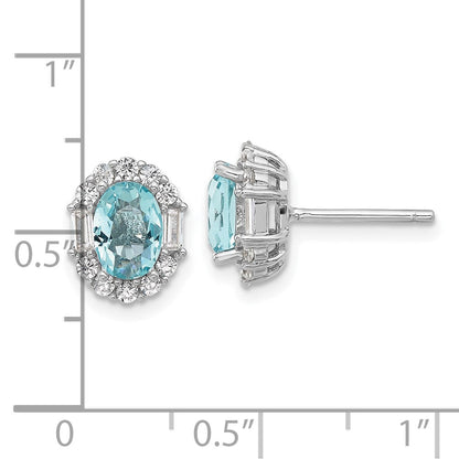Sterlingsilber Cheryl M Rhodiniert Blau & Klar Oval Zirkonia Ohrstecker