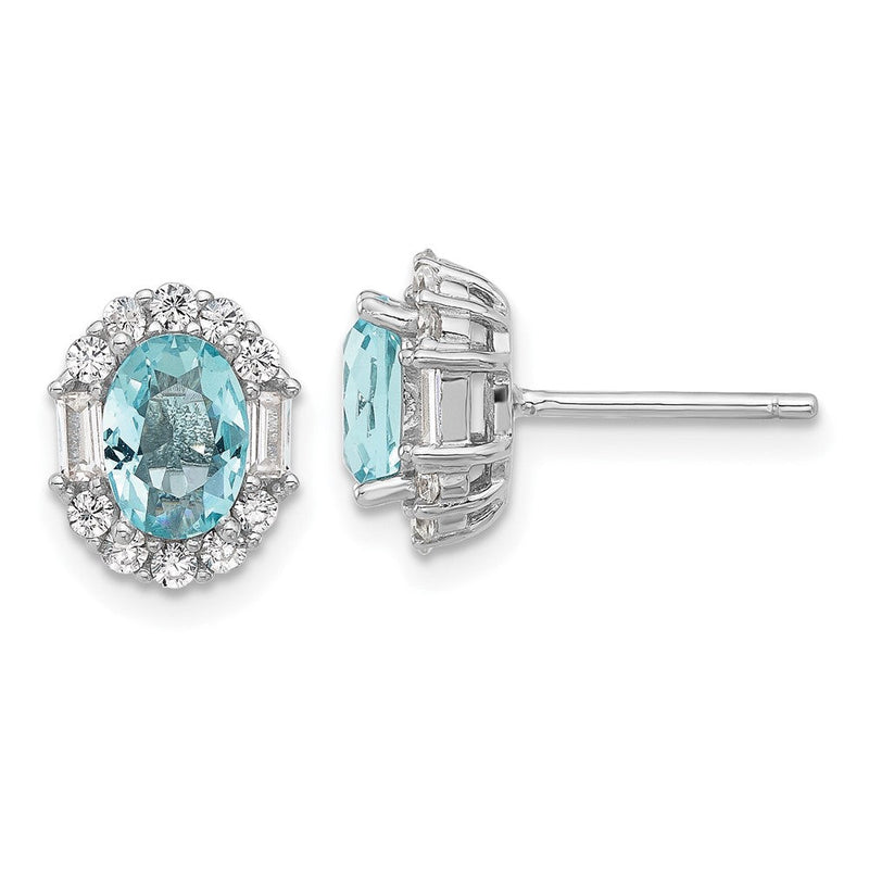 Sterlingsilber Cheryl M Rhodiniert Blau & Klar Oval Zirkonia Ohrstecker
