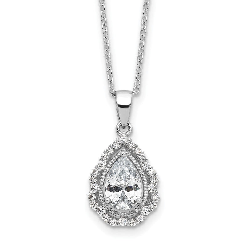 Sterlingsilber Cheryl M Rhodiniert Zirkonia Tropfen mit 2 Zoll Verlängerung. Halskette