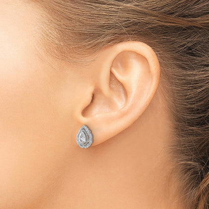 Sterlingsilber Cheryl M Rhodiniert Zirkonia Tropfen Ohrstecker