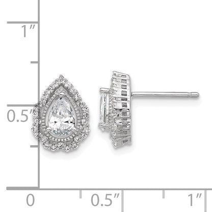 Sterlingsilber Cheryl M Rhodiniert Zirkonia Tropfen Ohrstecker