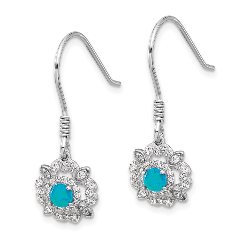 Sterlingsilber Cheryl M Rhodiniert-ptd Blau Lab Cr. Opal & Zirkonia Ohrhänger