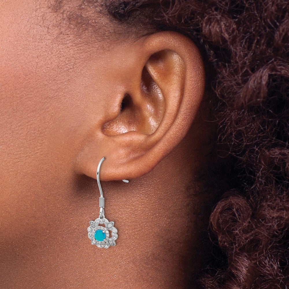 Sterlingsilber Cheryl M Rhodiniert-ptd Blau Lab Cr. Opal & Zirkonia Ohrhänger