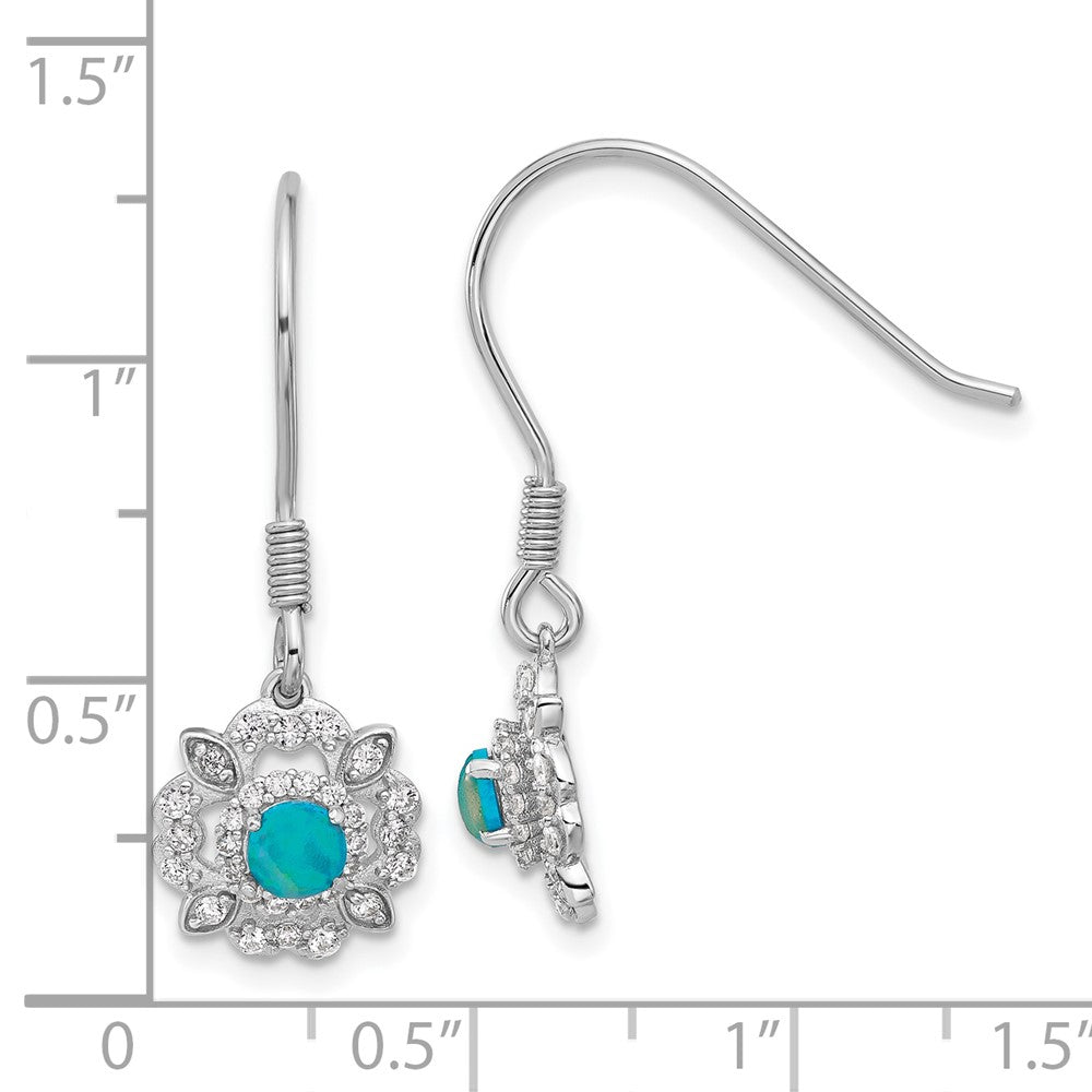 Sterlingsilber Cheryl M Rhodiniert-ptd Blau Lab Cr. Opal & Zirkonia Ohrhänger