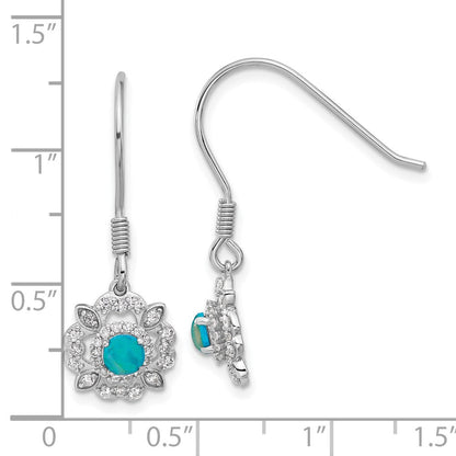 Sterlingsilber Cheryl M Rhodiniert-ptd Blau Lab Cr. Opal & Zirkonia Ohrhänger