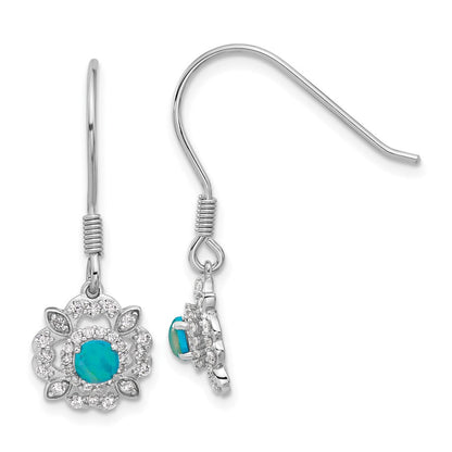 Sterlingsilber Cheryl M Rhodiniert-ptd Blau Lab Cr. Opal & Zirkonia Ohrhänger