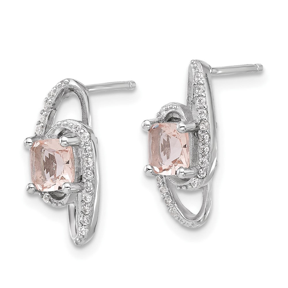 Sterlingsilber Cheryl M Rhodiniert Synthetisch Morganit & Zirkonia Ohrstecker