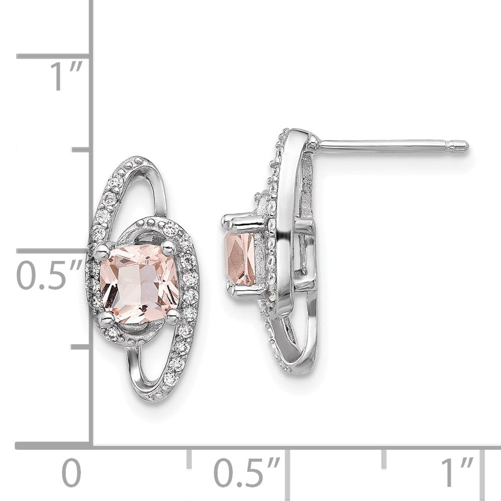 Sterlingsilber Cheryl M Rhodiniert Synthetisch Morganit & Zirkonia Ohrstecker