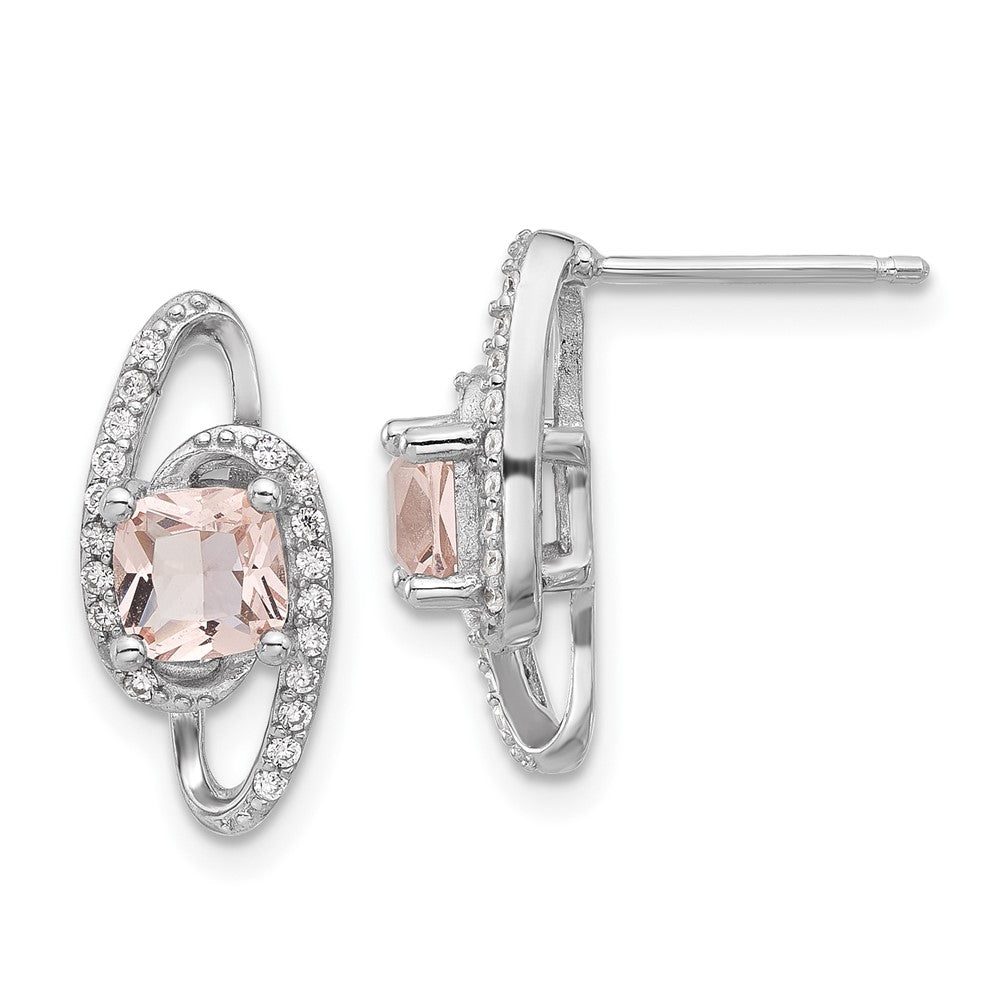 Sterlingsilber Cheryl M Rhodiniert Synthetisch Morganit & Zirkonia Ohrstecker