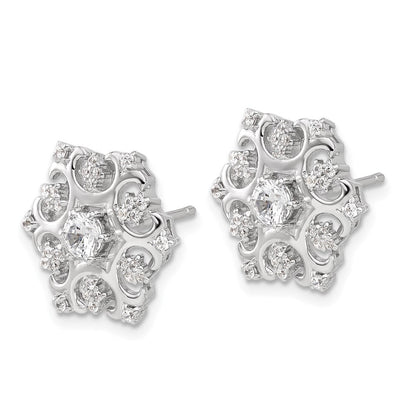 Sterlingsilber Cheryl M Rhodiniert Zirkonia Schneeflocke Ohrstecker