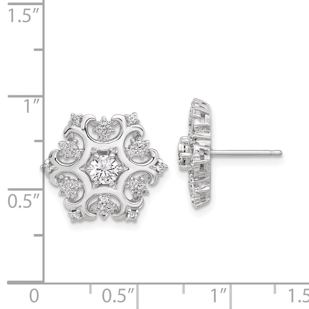 Sterlingsilber Cheryl M Rhodiniert Zirkonia Schneeflocke Ohrstecker