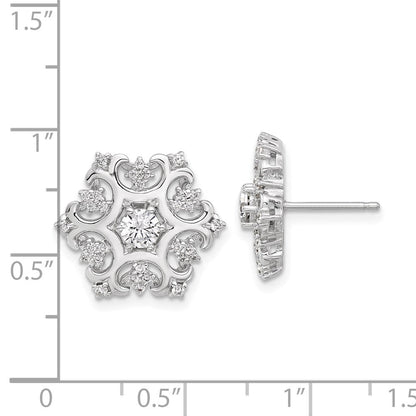 Sterlingsilber Cheryl M Rhodiniert Zirkonia Schneeflocke Ohrstecker