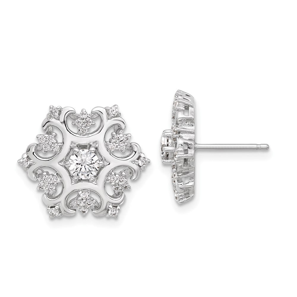 Sterlingsilber Cheryl M Rhodiniert Zirkonia Schneeflocke Ohrstecker