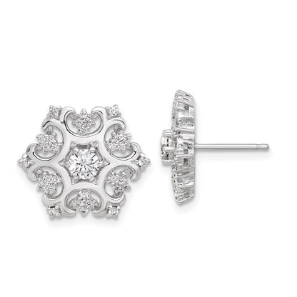 Sterlingsilber Cheryl M Rhodiniert Zirkonia Schneeflocke Ohrstecker