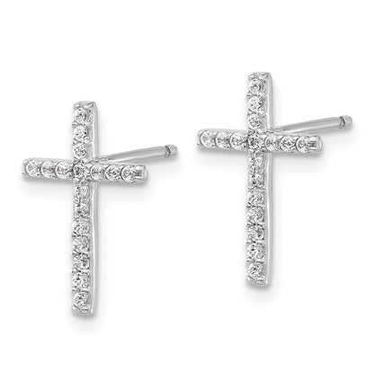 Sterlingsilber Cheryl M Rhodiniert Zirkonia Kreuz Ohrstecker