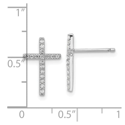 Sterlingsilber Cheryl M Rhodiniert Zirkonia Kreuz Ohrstecker