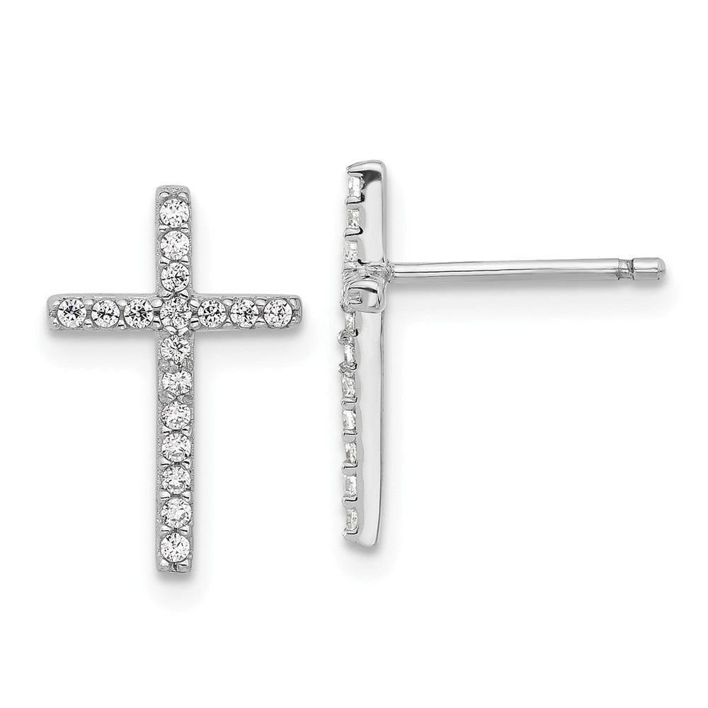 Sterlingsilber Cheryl M Rhodiniert Zirkonia Kreuz Ohrstecker