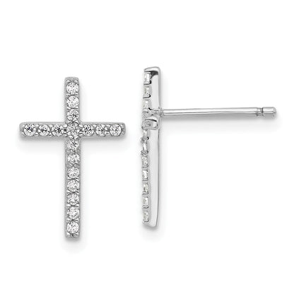 Sterlingsilber Cheryl M Rhodiniert Zirkonia Kreuz Ohrstecker