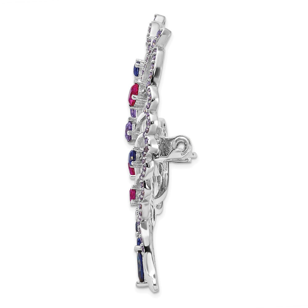 Sterlingsilber Cheryl M Rhodiniert-pl Cr. Rubin, Cr. Saphir & Zirkonia Schmetterling Brosche