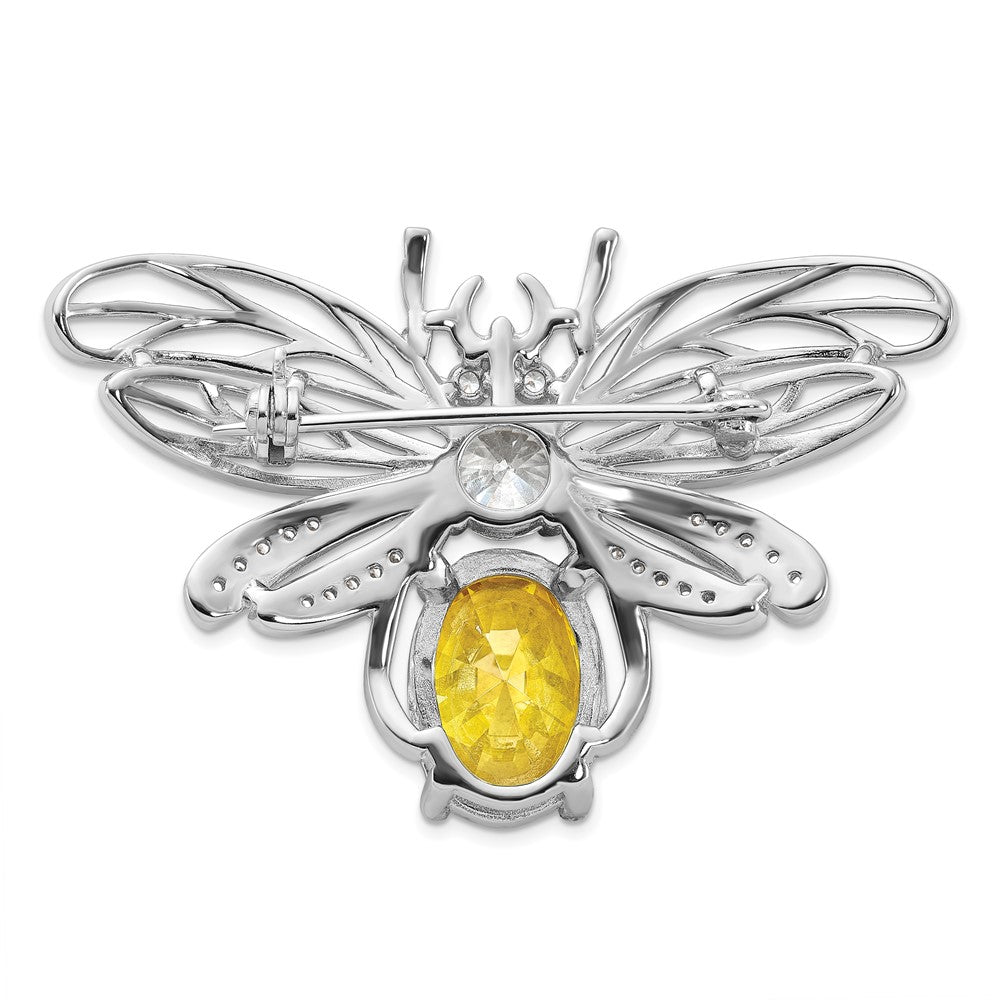 Sterlingsilber Cheryl M Rhodiniert Gelb & Klar Zirkonia Biene Brosche