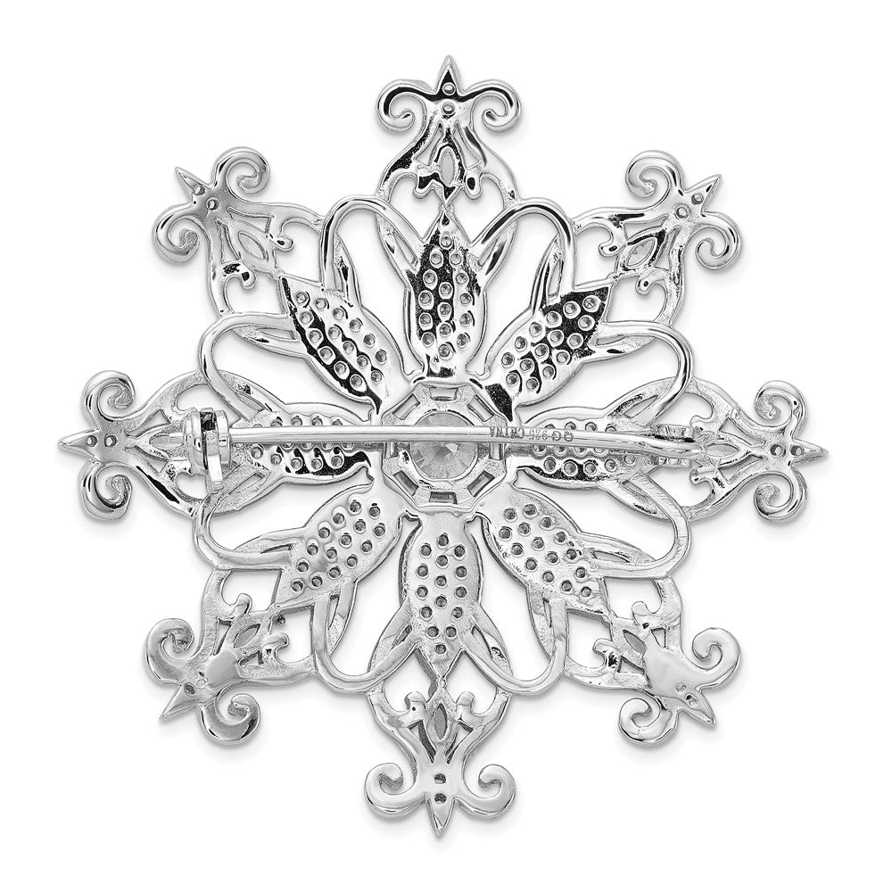 Sterlingsilber Cheryl M Rhodiniert Zirkonia Schneeflocke Brosche