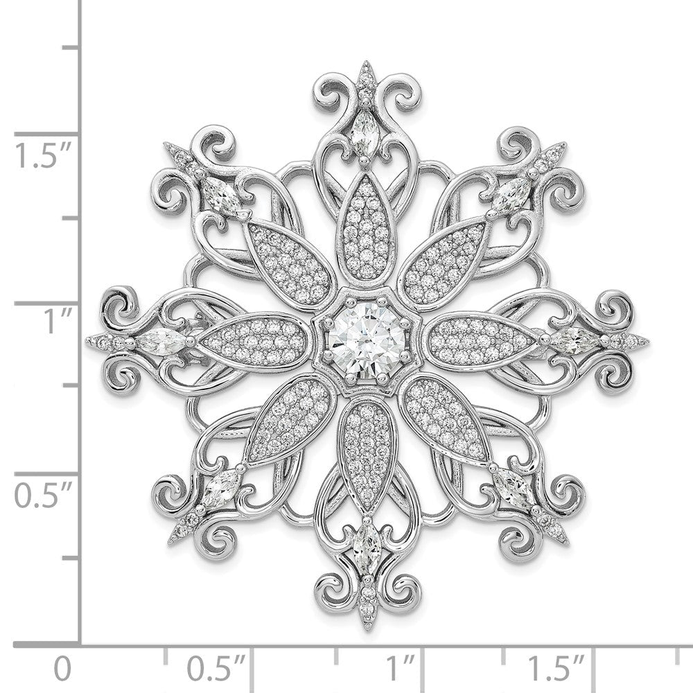 Sterlingsilber Cheryl M Rhodiniert Zirkonia Schneeflocke Brosche
