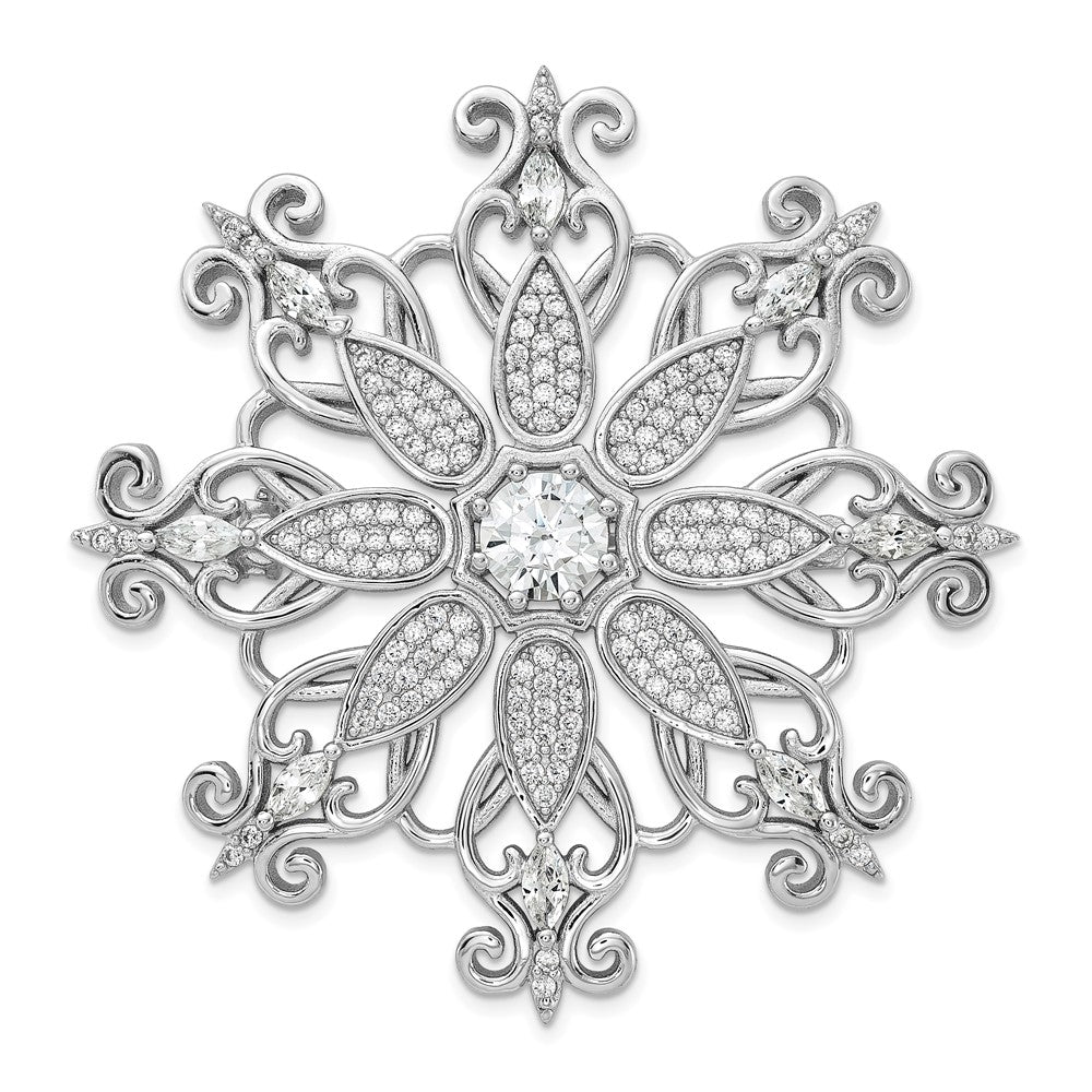 Sterlingsilber Cheryl M Rhodiniert Zirkonia Schneeflocke Brosche
