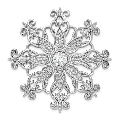 Sterlingsilber Cheryl M Rhodiniert Zirkonia Schneeflocke Brosche