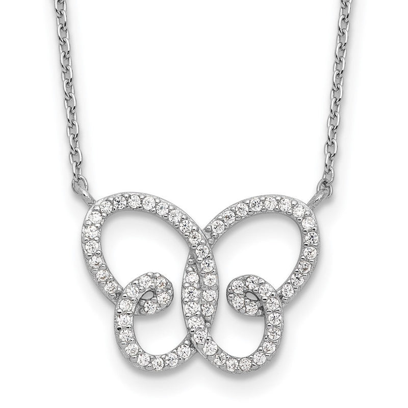 Sterlingsilber Cheryl M Rhodiniert Zirkonia Schmetterling mit 2 Zoll Verlängerung. Halskette