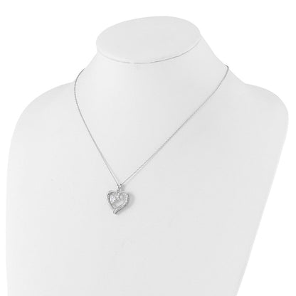 Sterlingsilber Cheryl M Rhodiniert Lebhaft Zirkonia Herz mit 2 Zoll Verlängerung. Halskette
