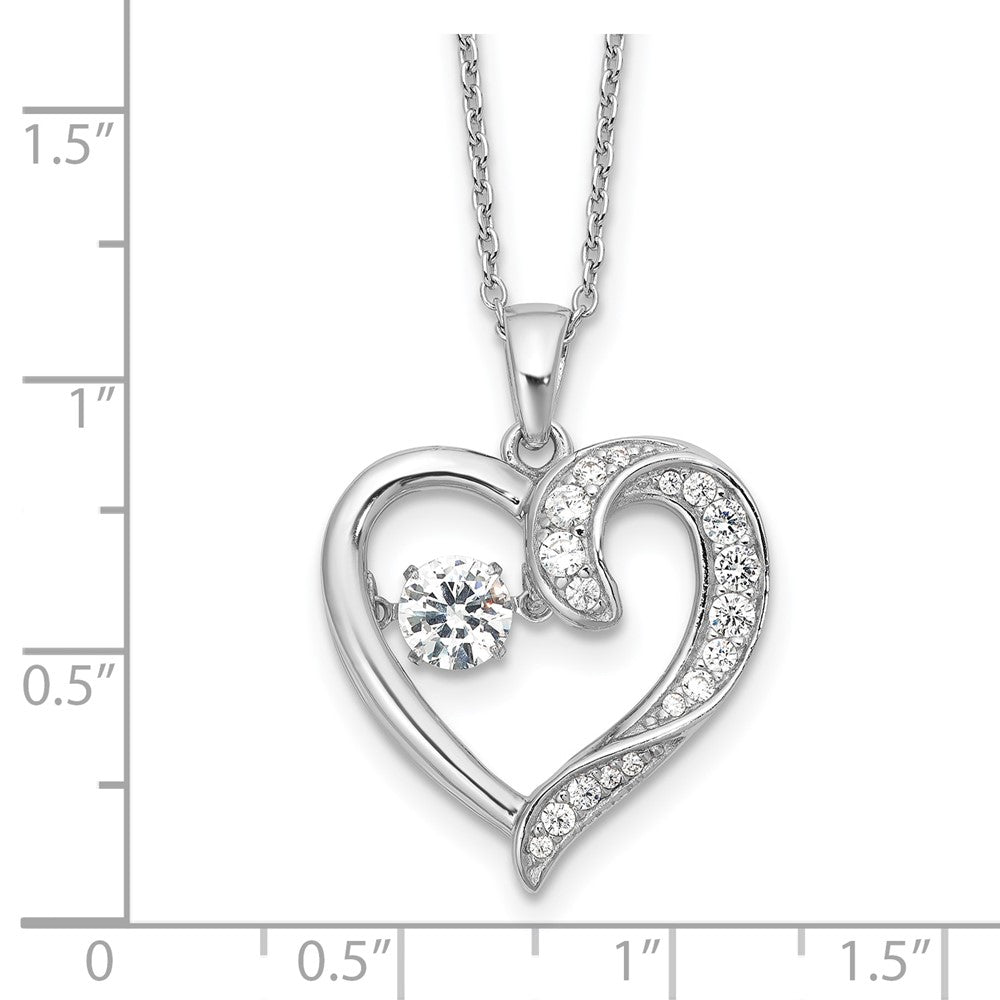 Sterlingsilber Cheryl M Rhodiniert Lebhaft Zirkonia Herz mit 2 Zoll Verlängerung. Halskette