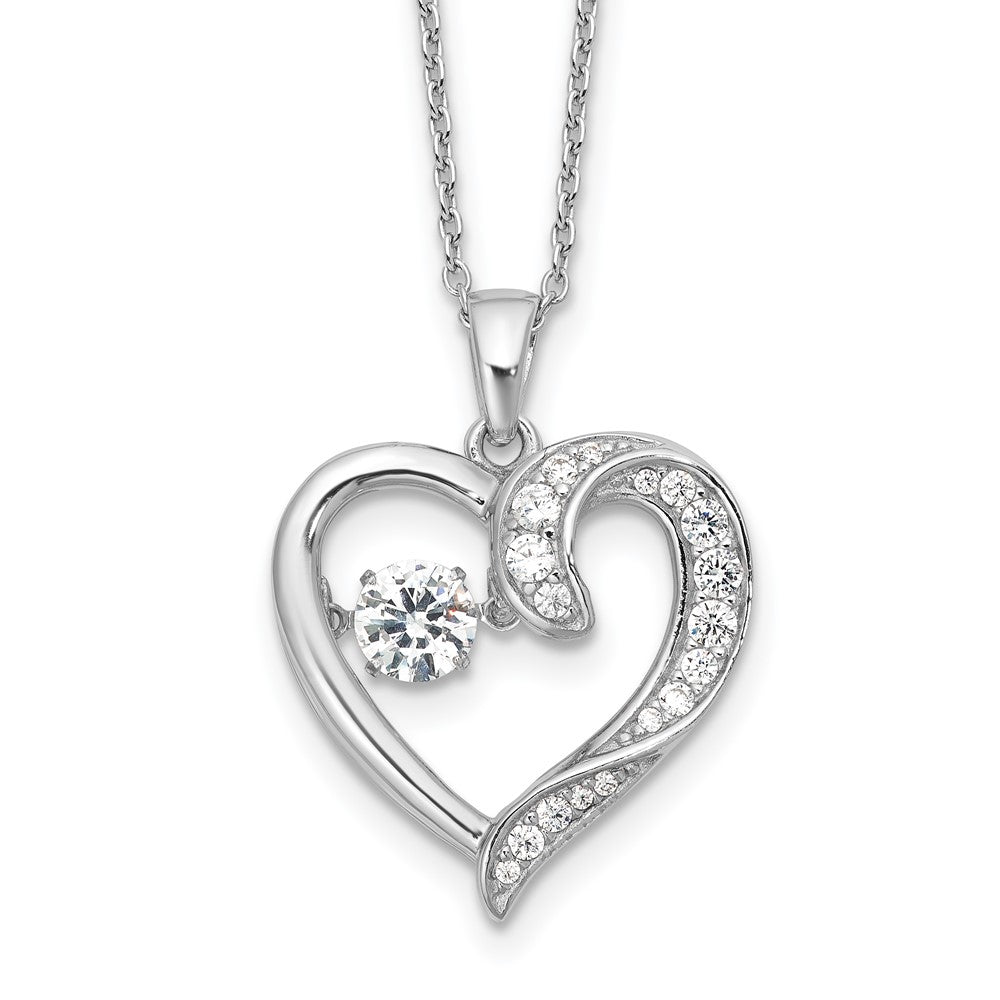 Sterlingsilber Cheryl M Rhodiniert Lebhaft Zirkonia Herz mit 2 Zoll Verlängerung. Halskette